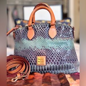 Dooney & Bourke Blue and Green Snakeskin Tote